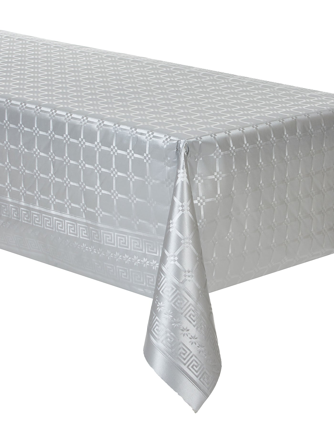 Nappe en rouleau papier damassé argenté 6 m x 120 cm