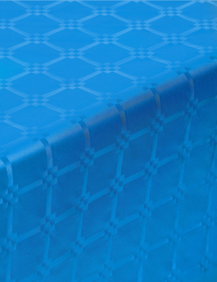 Nappe en rouleau papier damassé bleu 1,2 x 6 m
