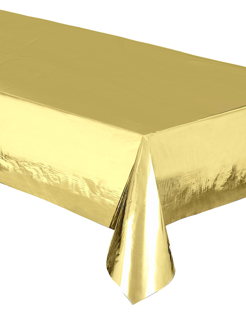 Nappe plastique métallisée doré brillant 137 x 274 cm rectangulaire