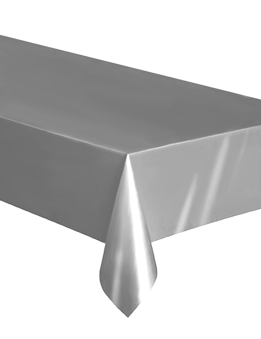 Nappe rectangulaire en plastique argent 137 x 274 cm