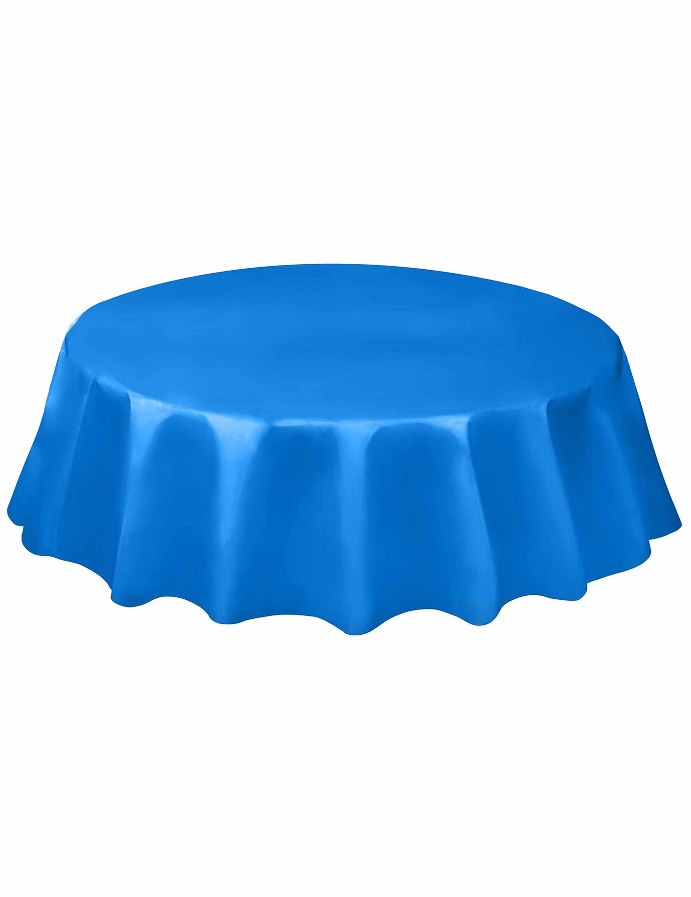 Nappe ronde en plastique bleu roi 213 cm jetable