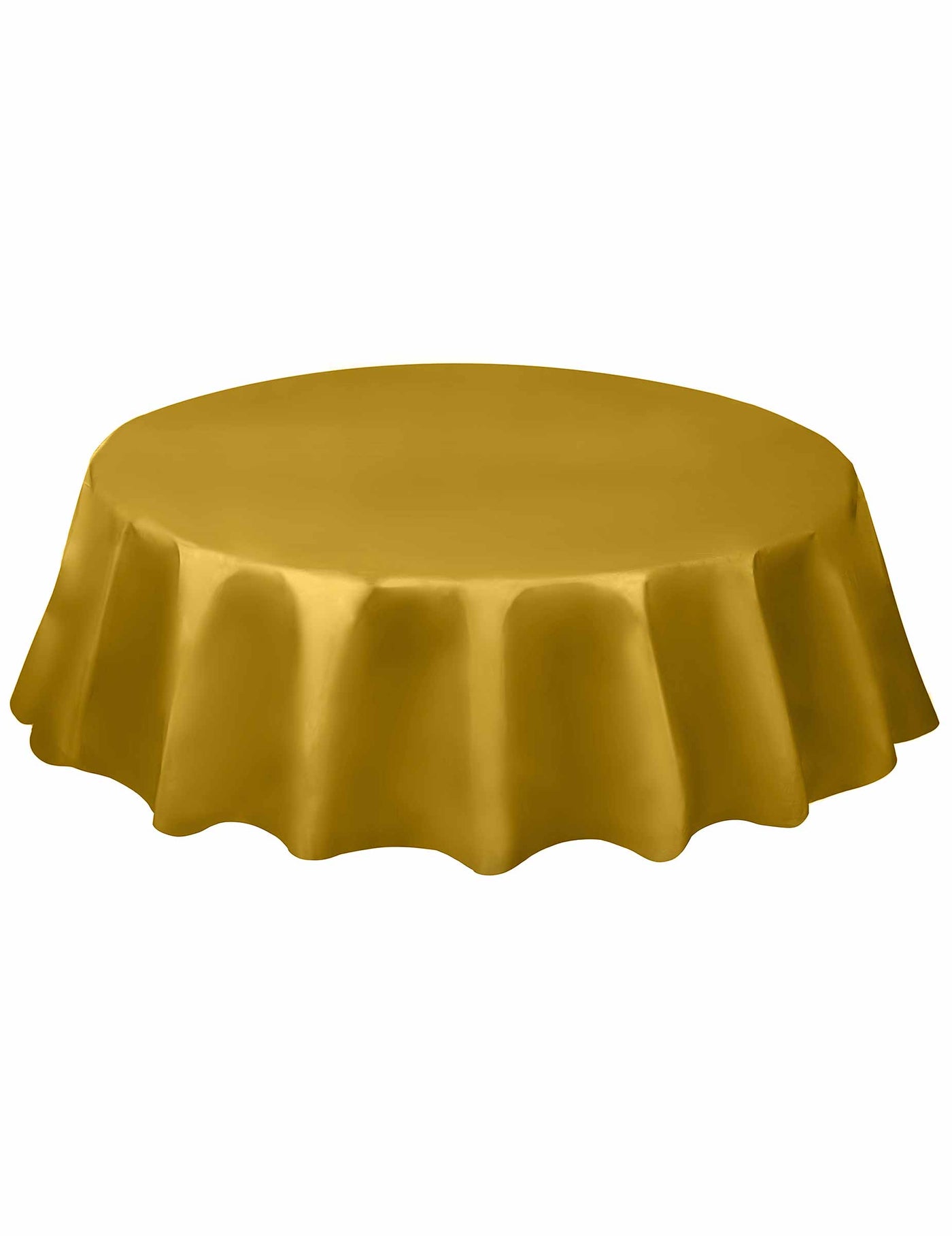Nappe ronde en plastique dorée 213 cm jetable