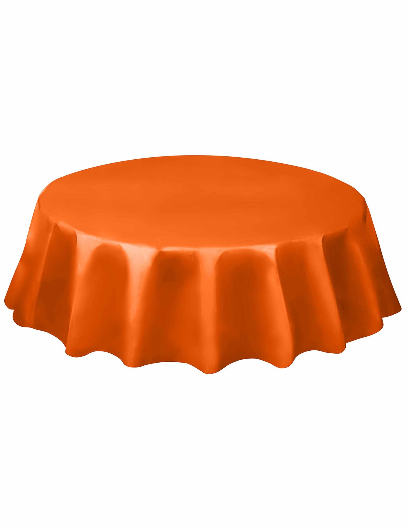Nappe ronde orange en plastique 213 cm