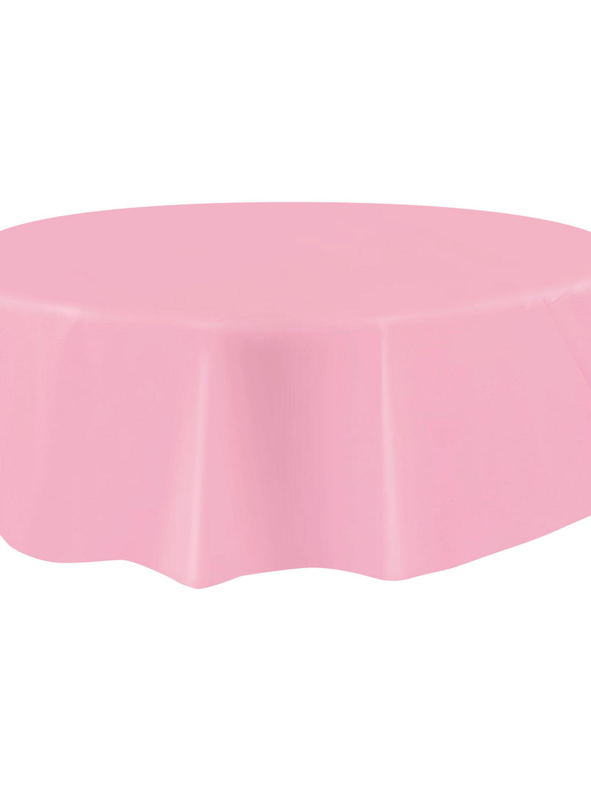 Nappe ronde en plastique rose clair 213 cm jetable