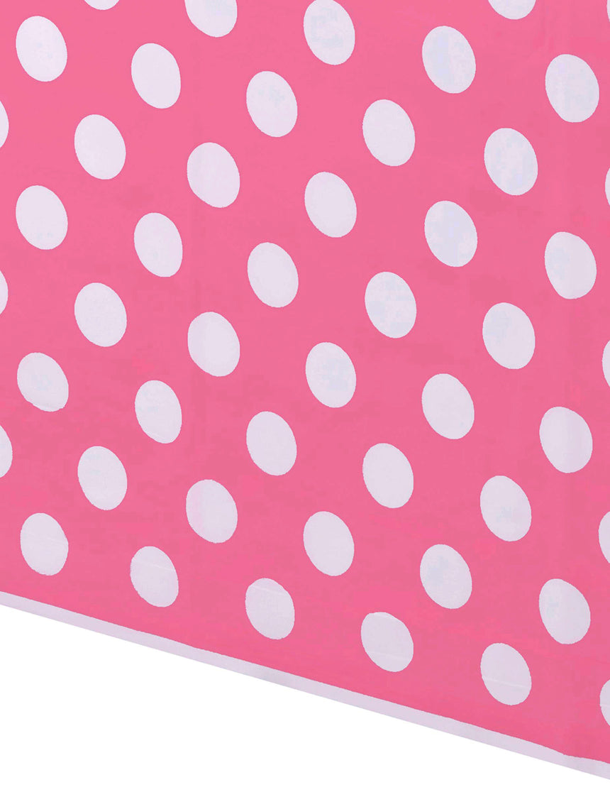 Nappe plastique rose à pois blanc 1.37 x 2.74 m
