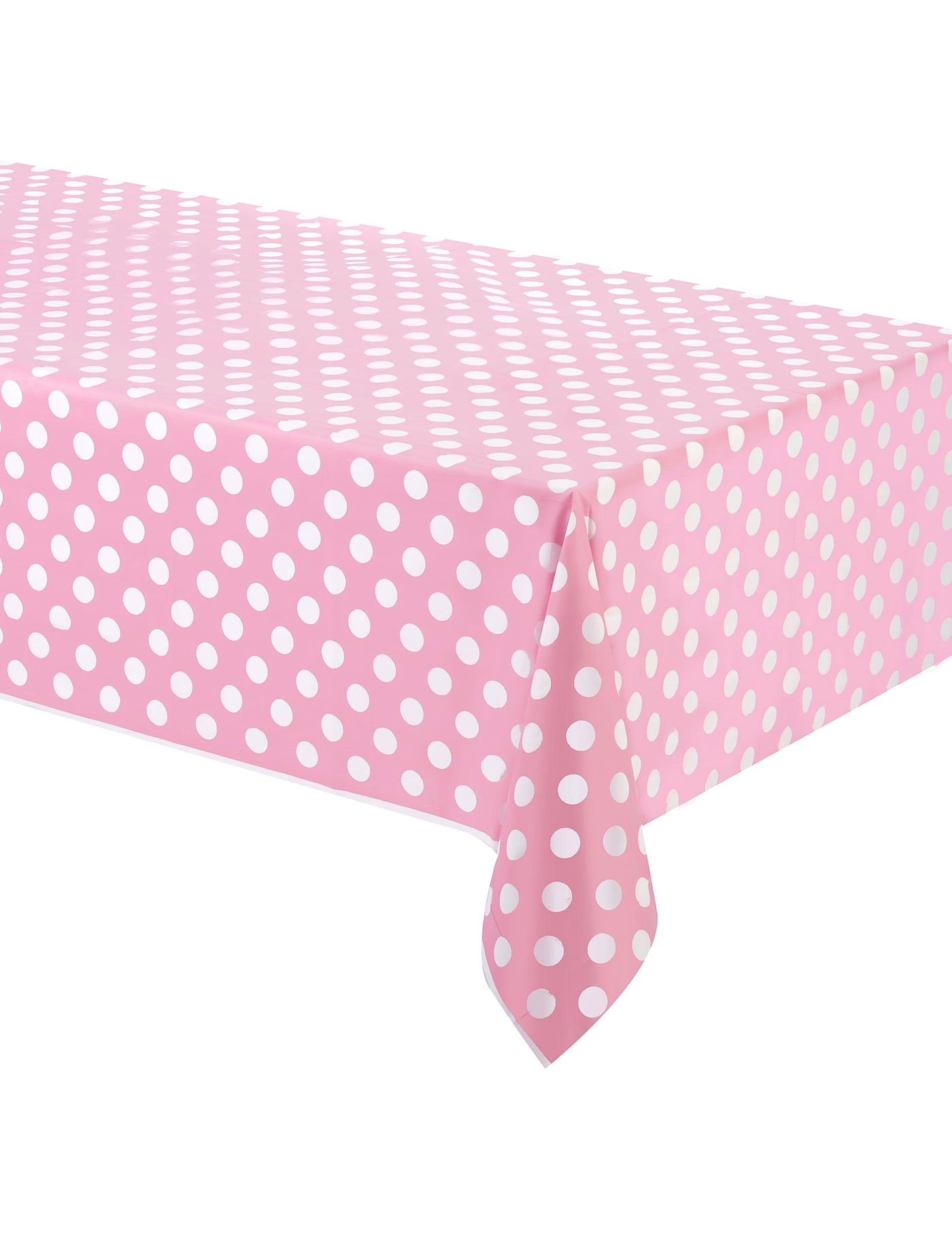 Nappe rose à pois blancs en plastique 137 x 274 cm décoration rétro