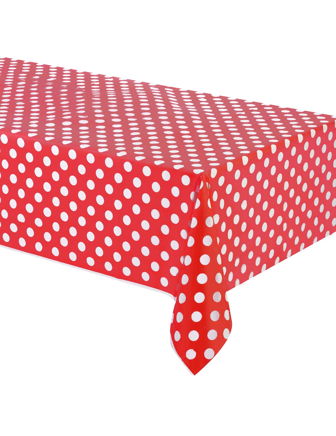 Nappe rouge à pois blanc plastique rectangulaire 137 x 274 cm