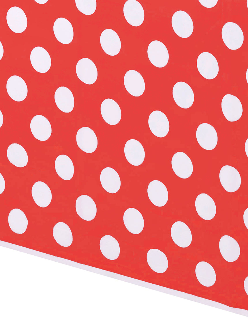 Nappe rouge à pois blanc plastique rectangulaire 137 x 274 cm