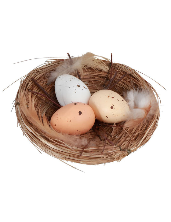 Nid naturel avec 3 ?ufs 12x4 cm