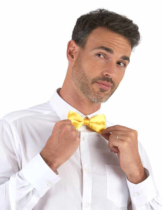 Noeud papillon jaune satiné adulte