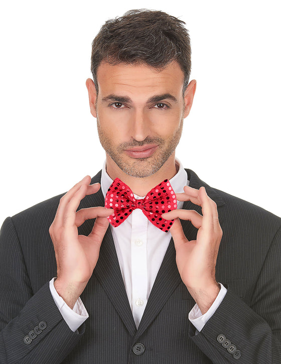 Noeud papillon rouge avec sequins adulte