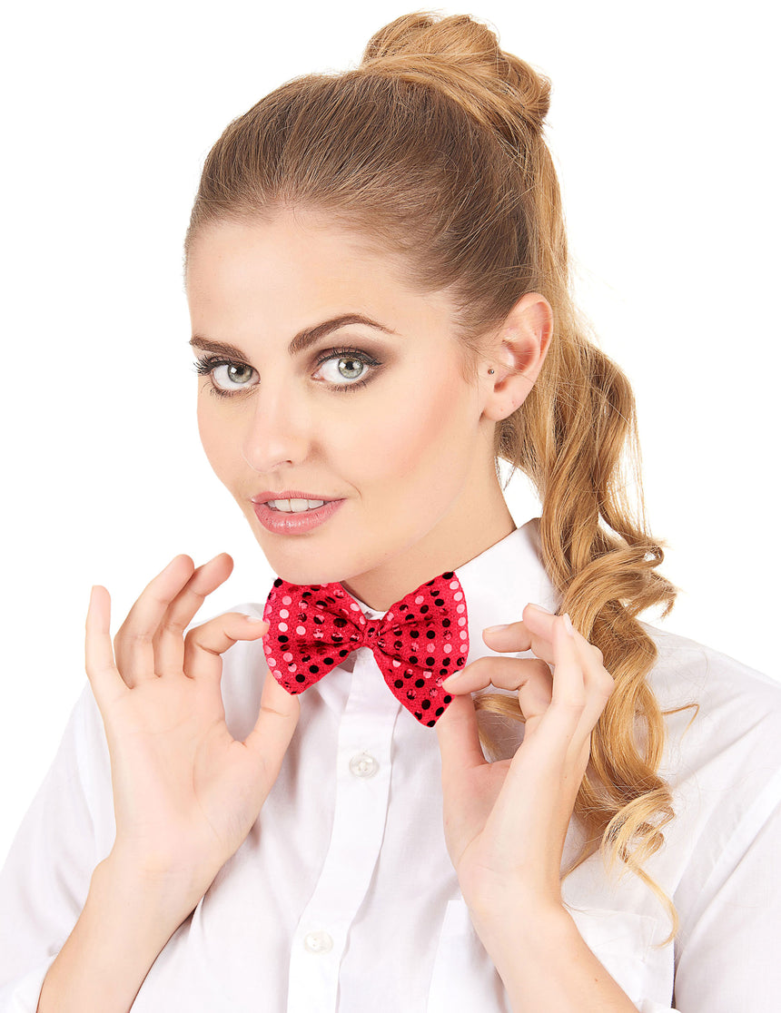 Noeud papillon rouge avec sequins adulte