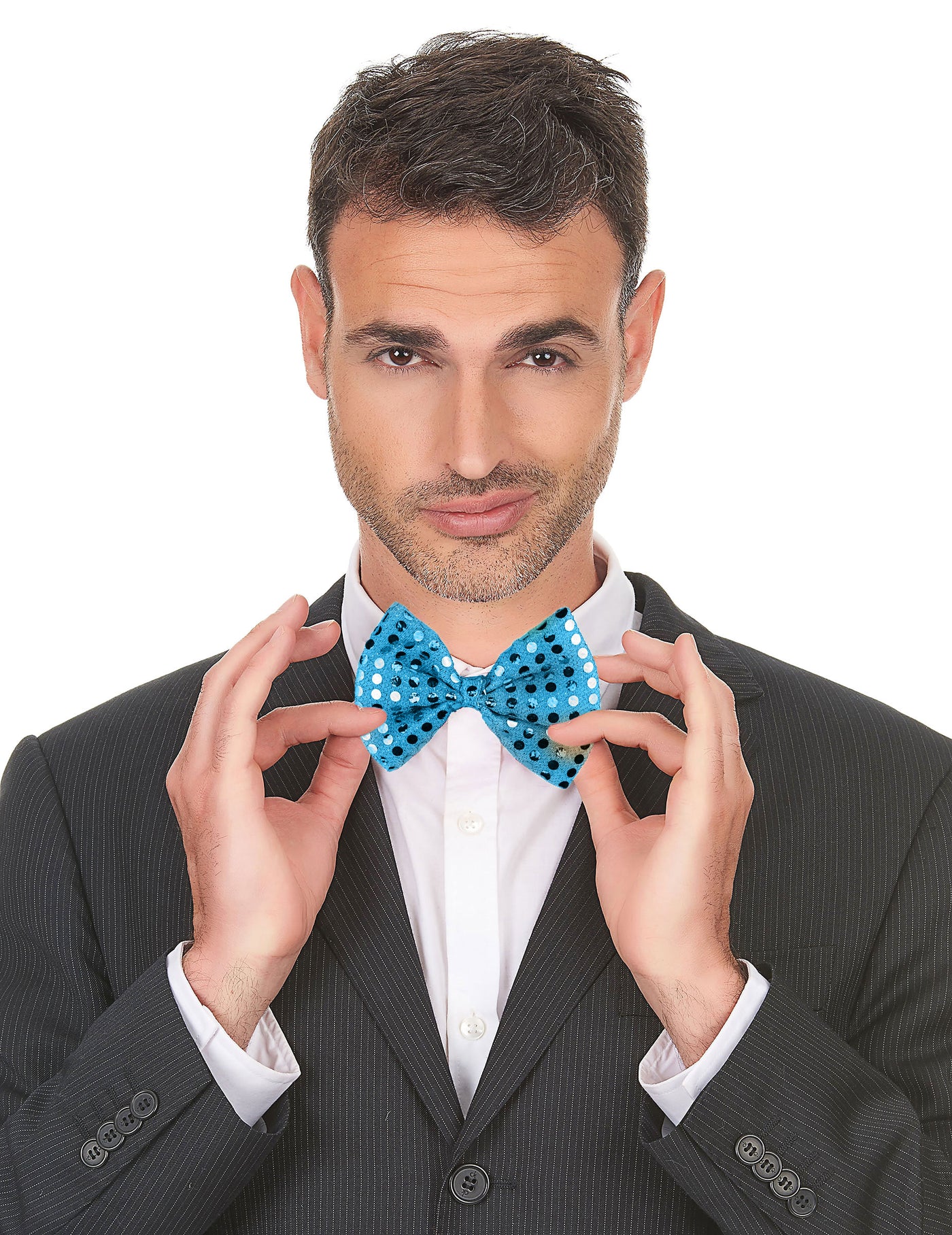 Noeud papillon bleu clair avec sequins adulte