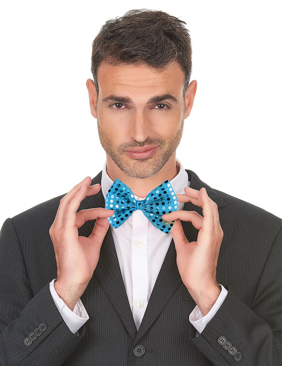 Noeud papillon bleu clair avec sequins adulte