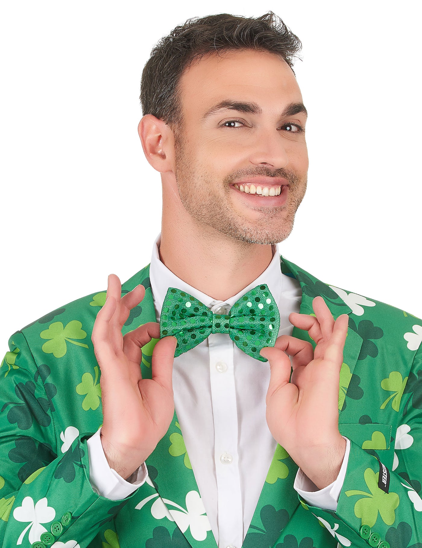 Noeud papillon vert sequins adulte