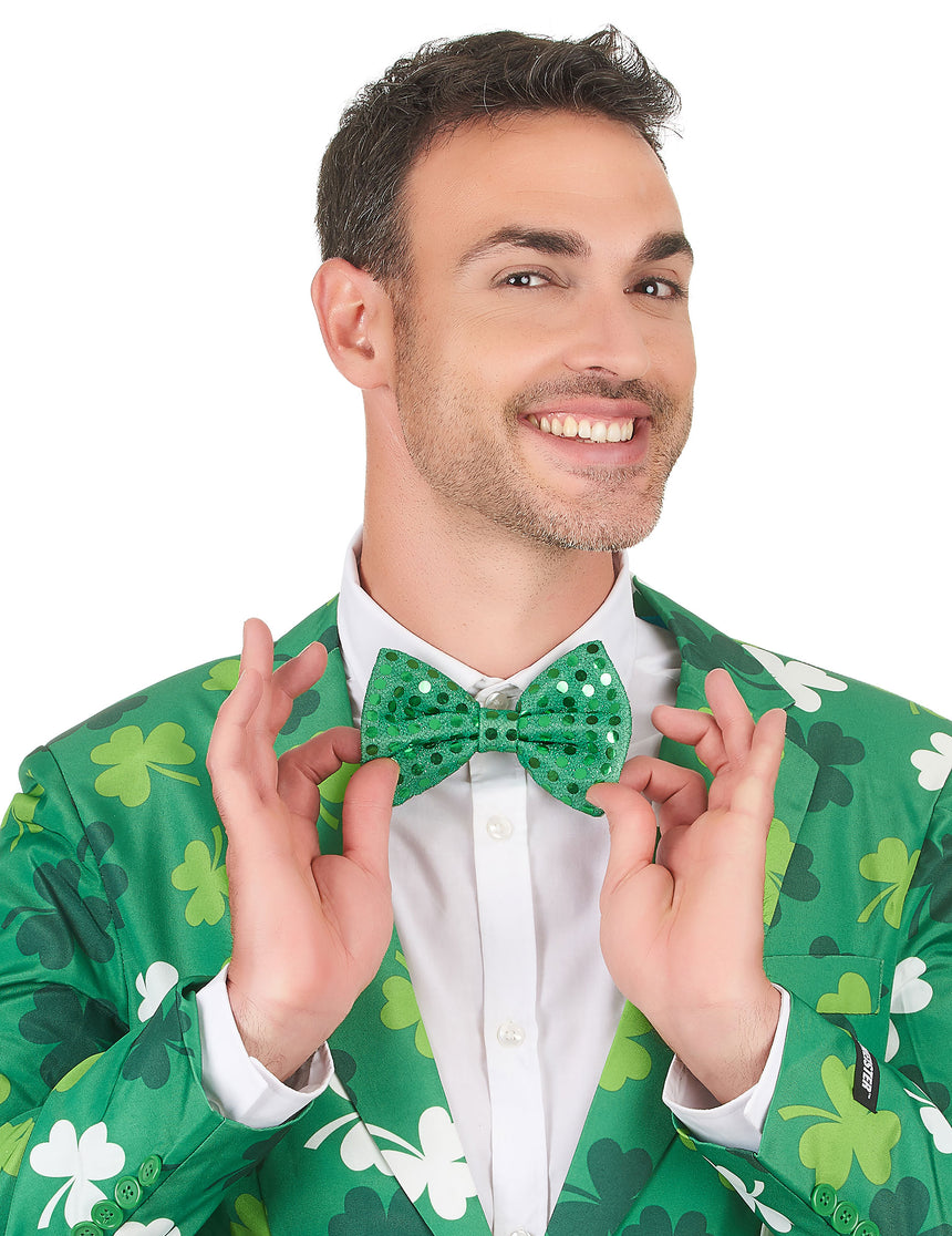 Noeud papillon vert sequins adulte