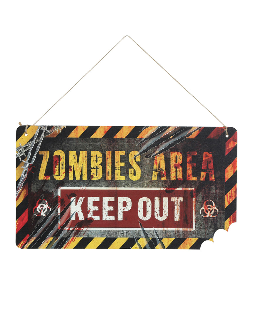 Pancarte en bois Zombie area - Keep out 35 x 20 cm