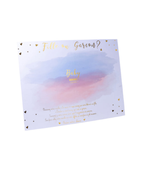 Panneau jeu fille ou garçon avec stickers rose et bleu 56 x 43 cm pour gender reveal party