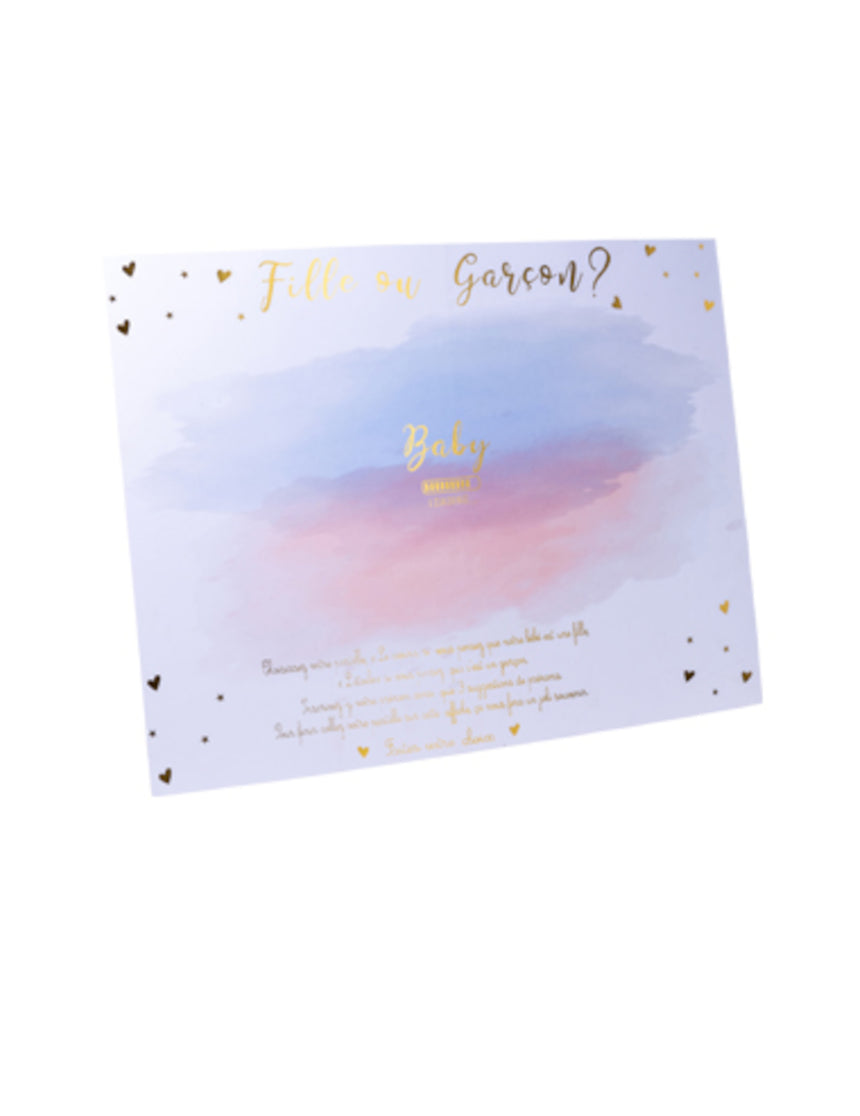 Panneau jeu fille ou garçon avec stickers rose et bleu 56 x 43 cm pour gender reveal party
