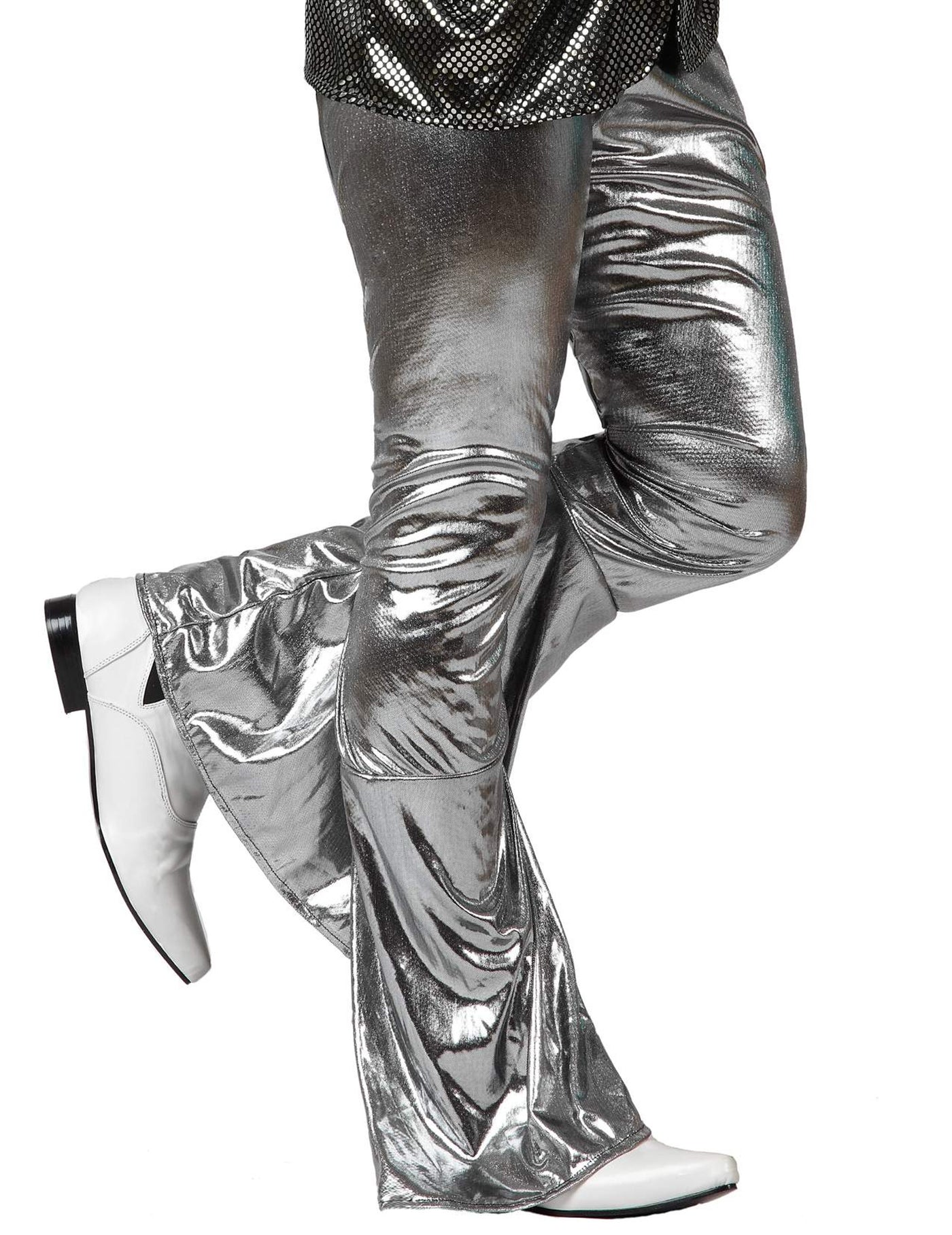 Pantalon disco holographique argent homme