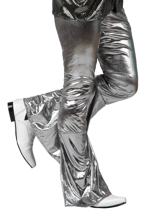 Pantalon disco holographique argent homme