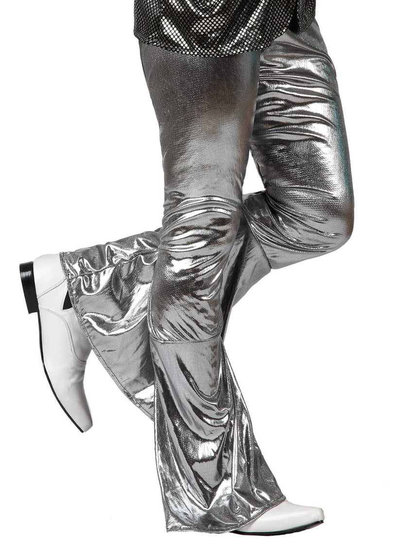 Pantalon disco holographique argent homme