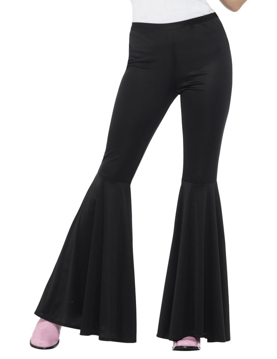 Pantalon disco noir pattes d'élephant femme