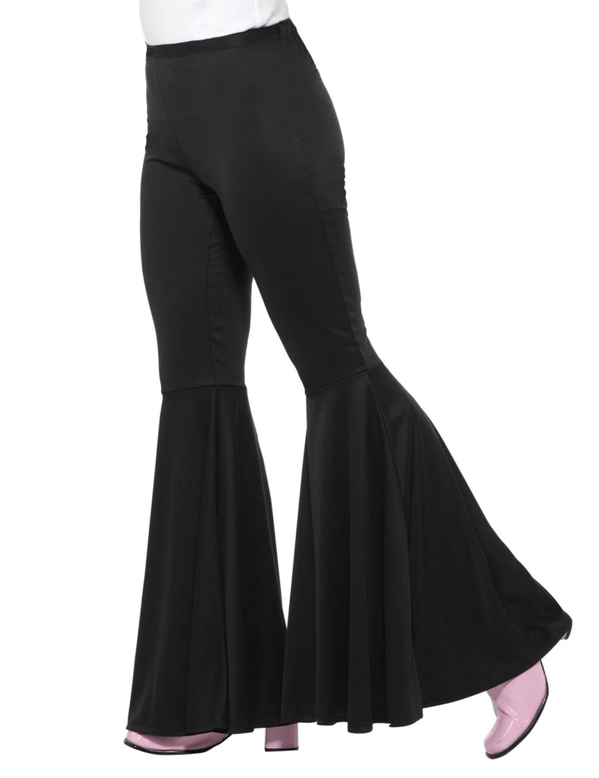 Pantalon disco noir pattes d'élephant femme