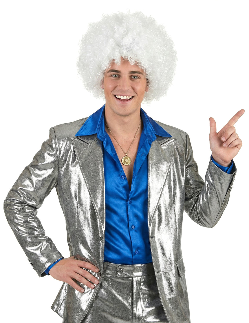 Perruque afro blanche confort adulte