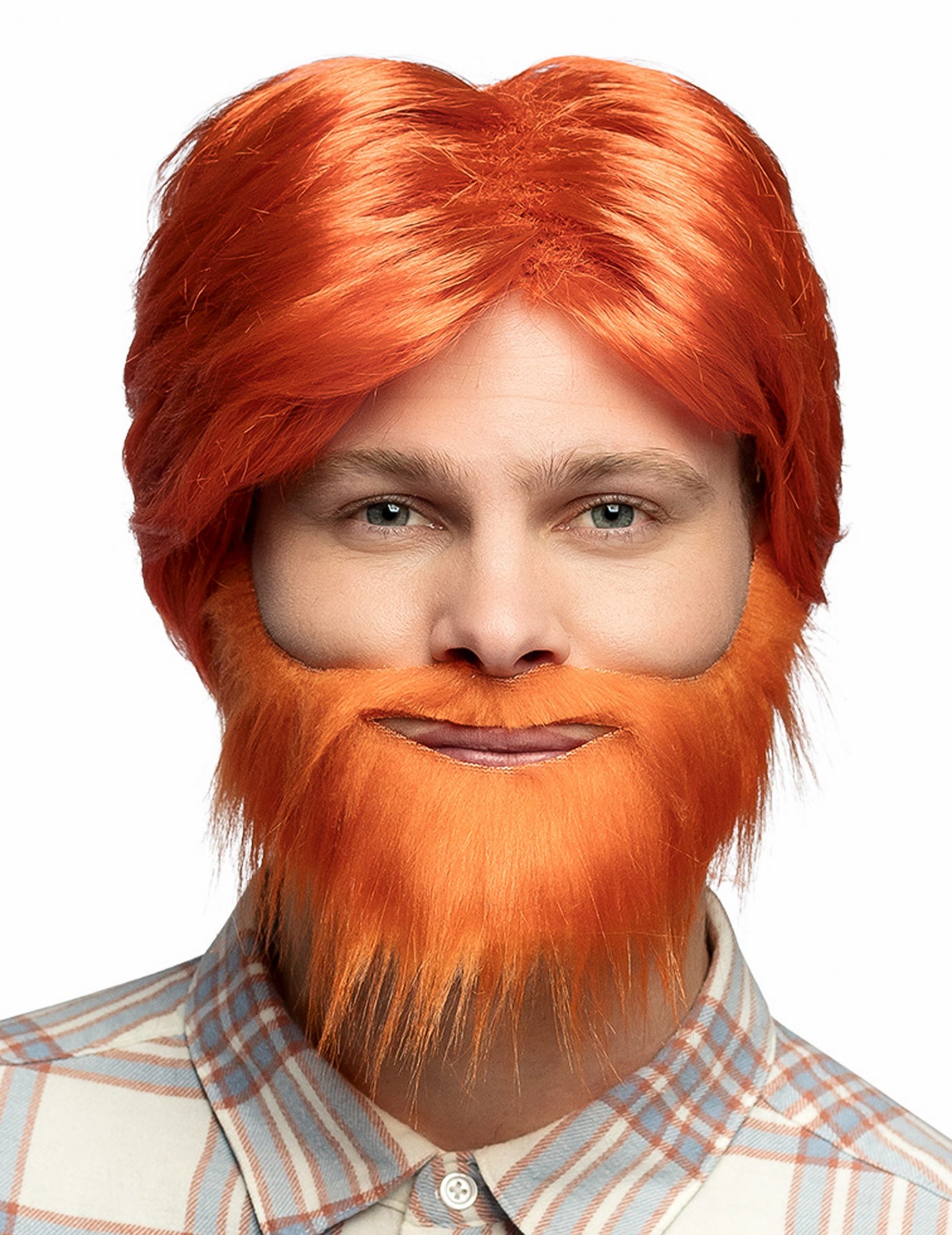 Perruque avec barbe et moustache rousse homme