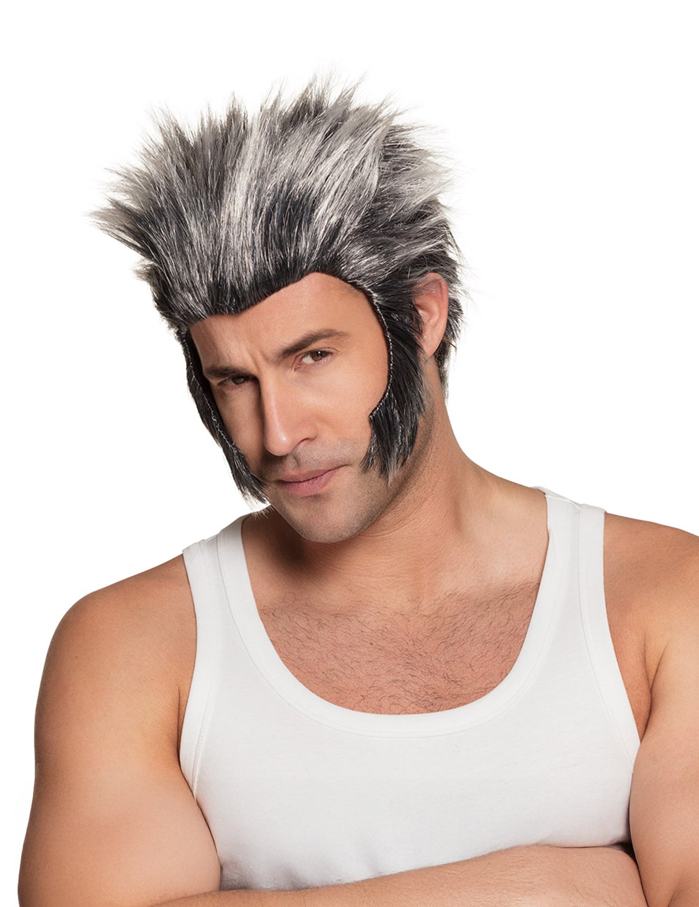 Perruque avec pattes loup-garou grise adulte