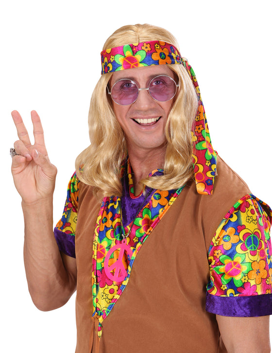 Perruque blonde hippie adulte