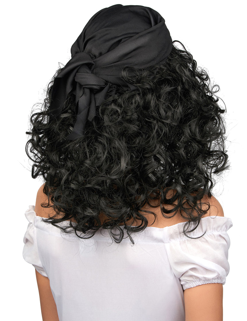 Perruque noire de pirate femme