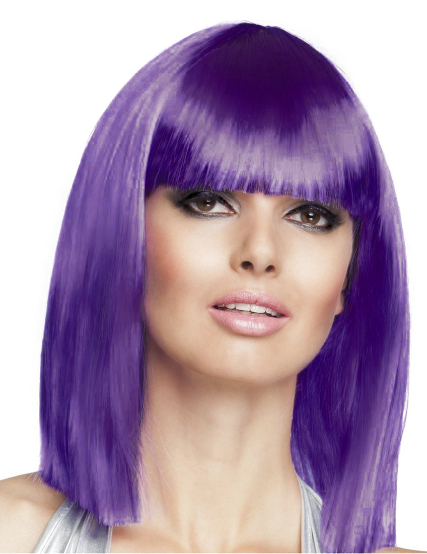 Perruque carré mi-long violette femme