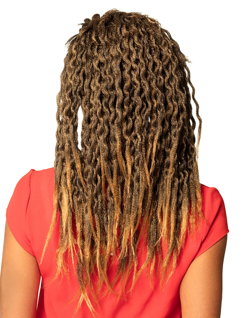 Perruque chatain rasta avec bandeau femme