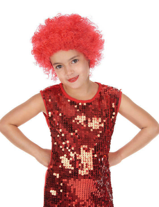 Perruque disco enfant rouge