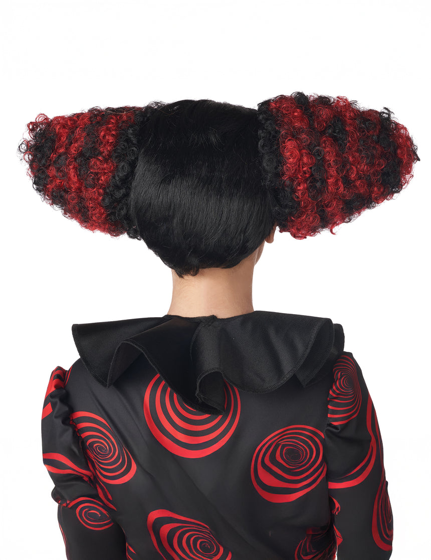 Perruque clown maléfique rouge et noire luxe adulte