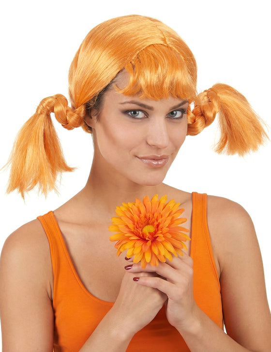 Perruque couettes rousse femme
