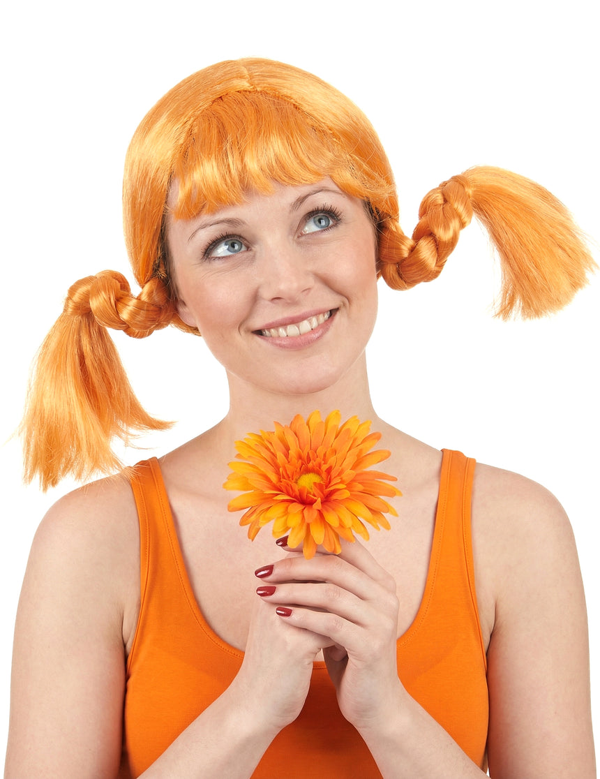 Perruque couettes rousse femme