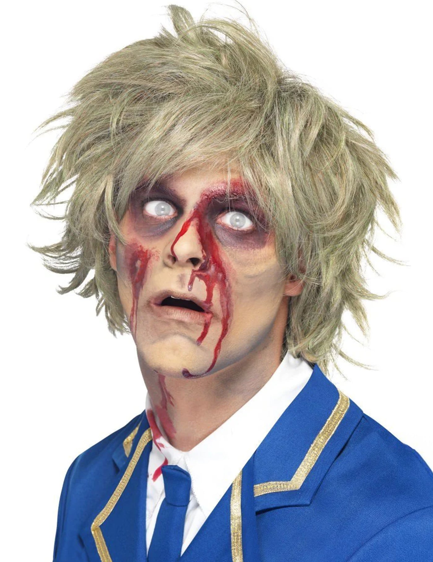 Perruque courte blonde zombie homme Halloween