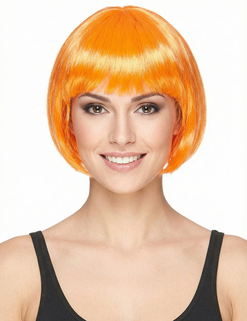 Perruque courte orange femme