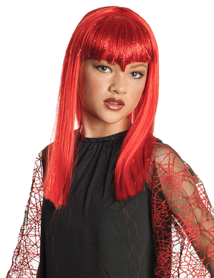 Perruque diablesse rouge fille