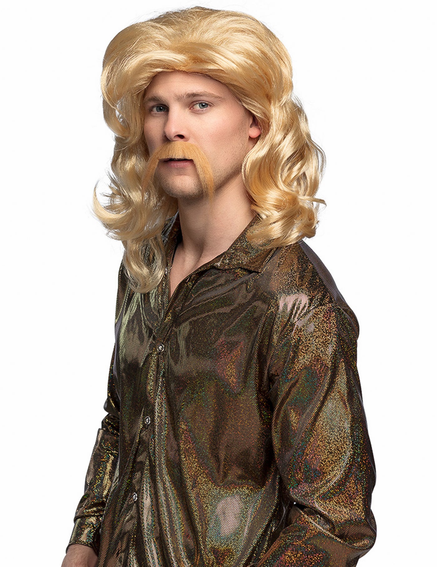 Perruque et moustache blond homme