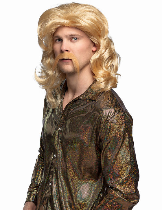 Perruque et moustache blond homme