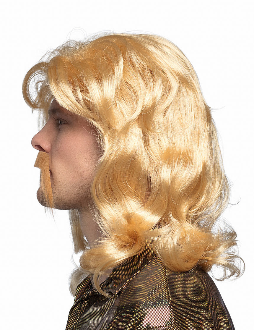 Perruque et moustache blond homme