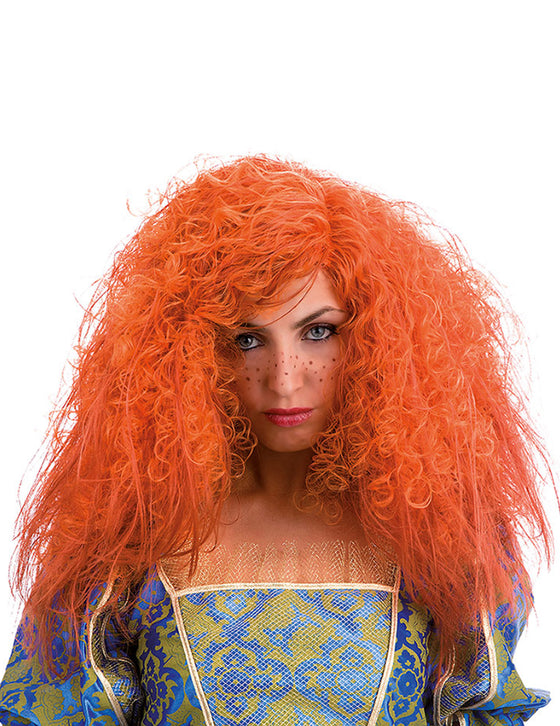Perruque frisée orange femme