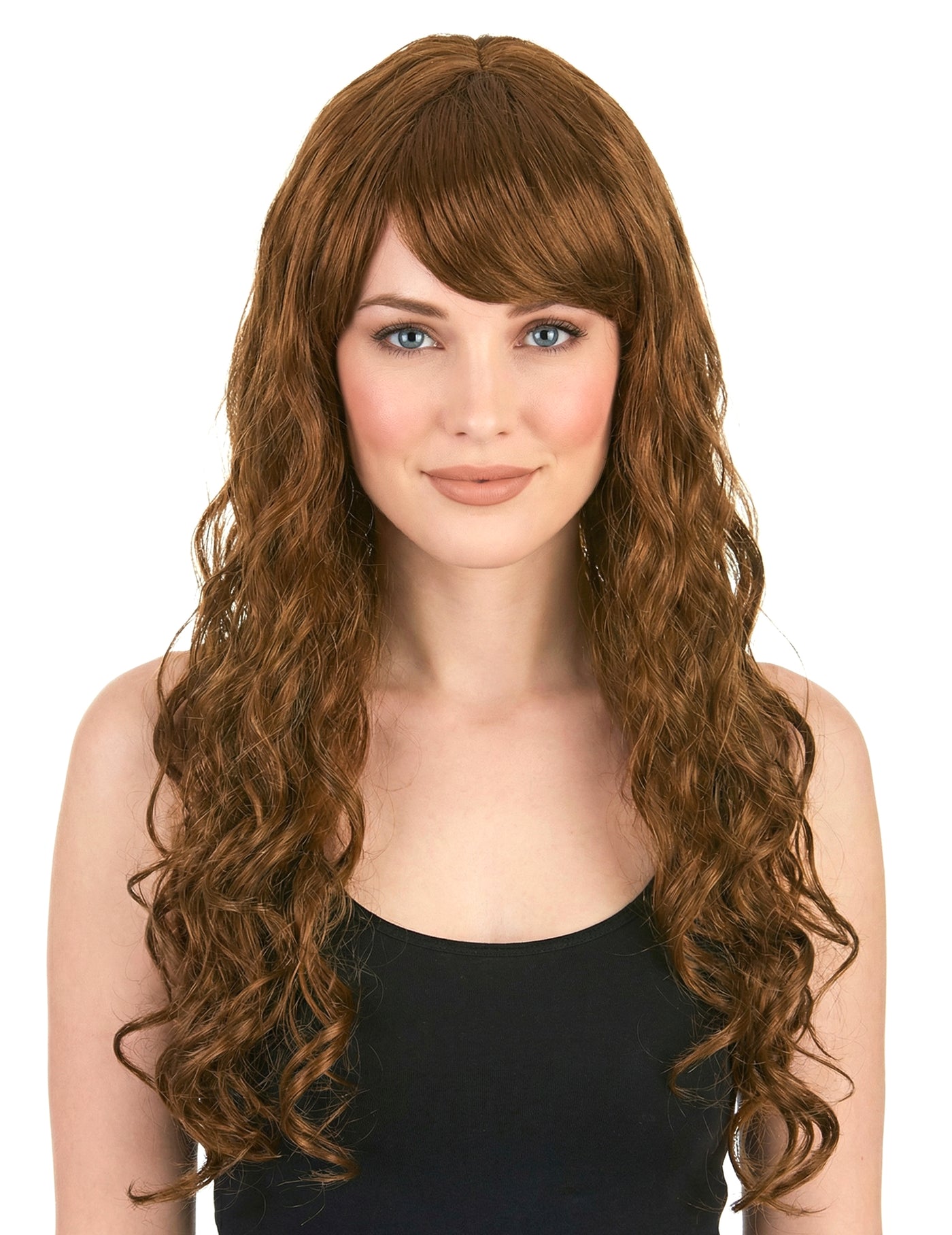 Perruque glamour longue châtain avec boucles femme
