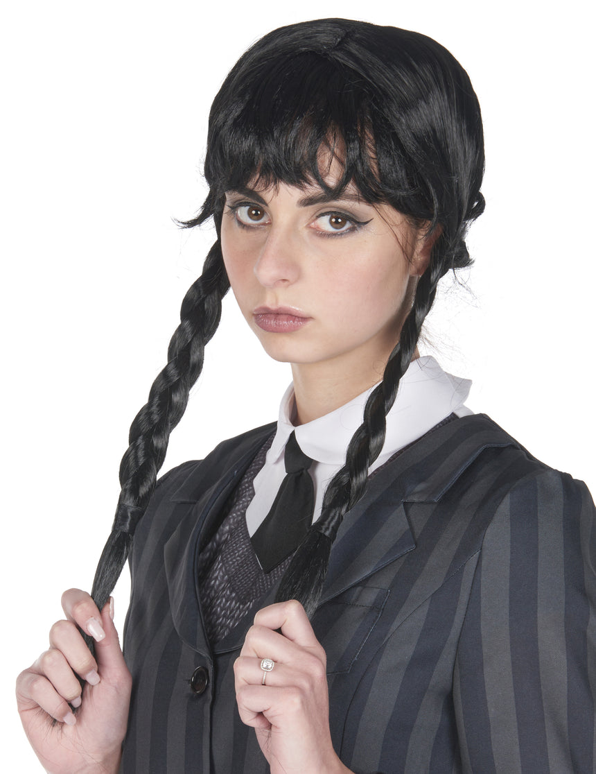 Perruque gothique à tresses noires adulte