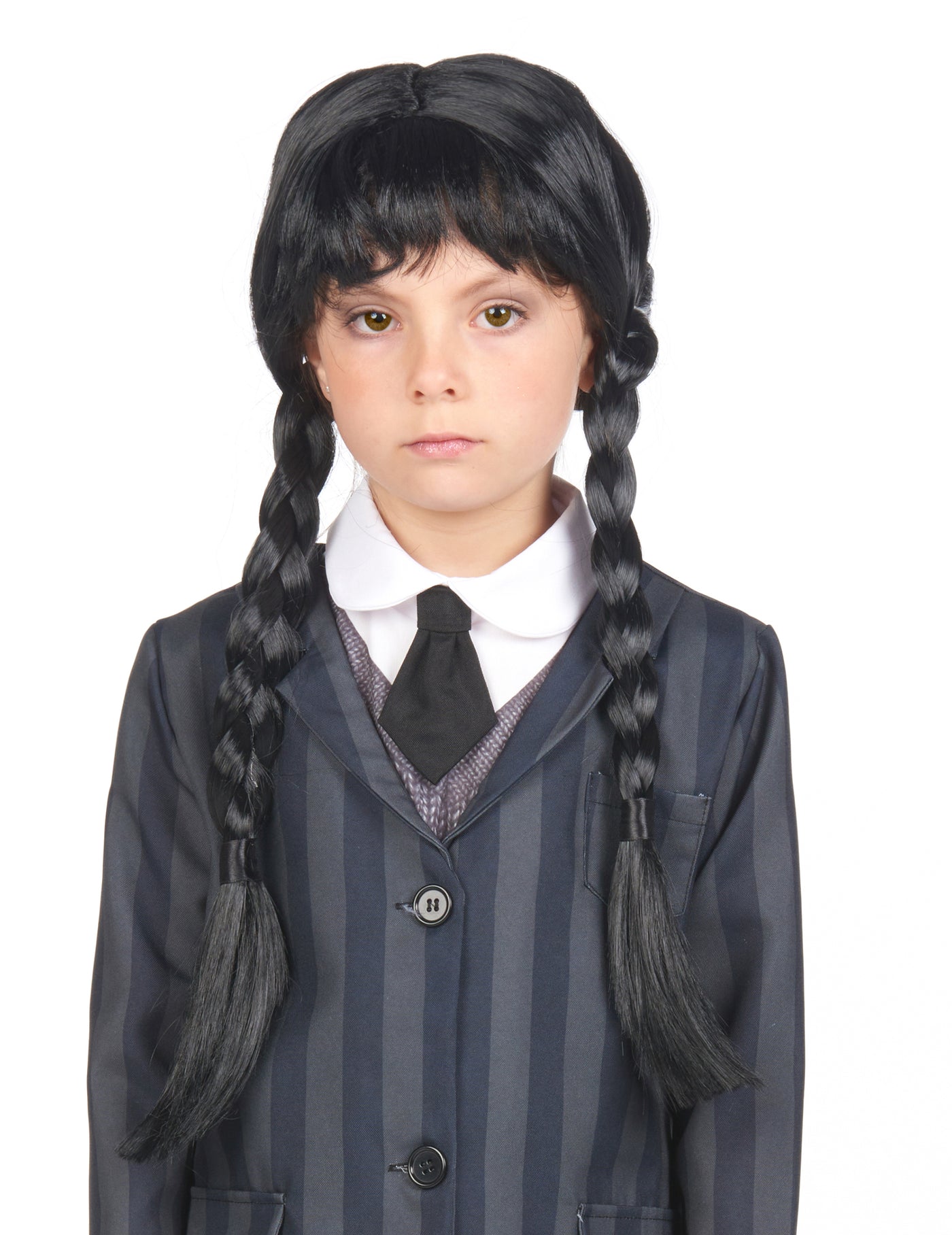 Perruque gothique à tresses noires enfant