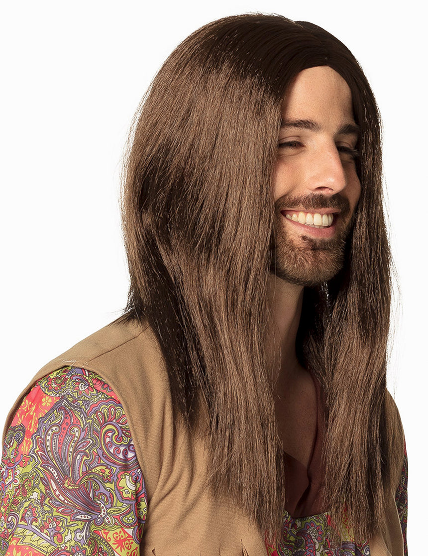 Perruque hippie marron adulte